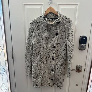 J. Crew Snowden Black/White Funnel Neck Mohair Blend Full‎ Zip Sweater Jacket XS